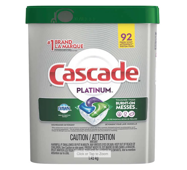 Cascade Platinum Dishwasher Detergent, 92-count