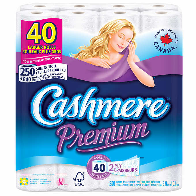 Cashmere Premium Soft & Thick Toilet Paper, Hypoallergenic, and Septic Safe, 40-pack