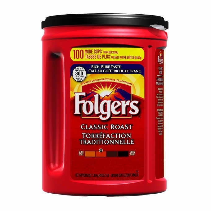 Folgers Classic Roast Ground Coffee, 1.36 kg