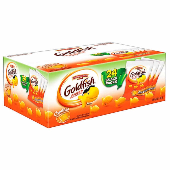 Goldfish Baked Snack Cheddar Crackers, 24 × 43 g (1.5 oz.)