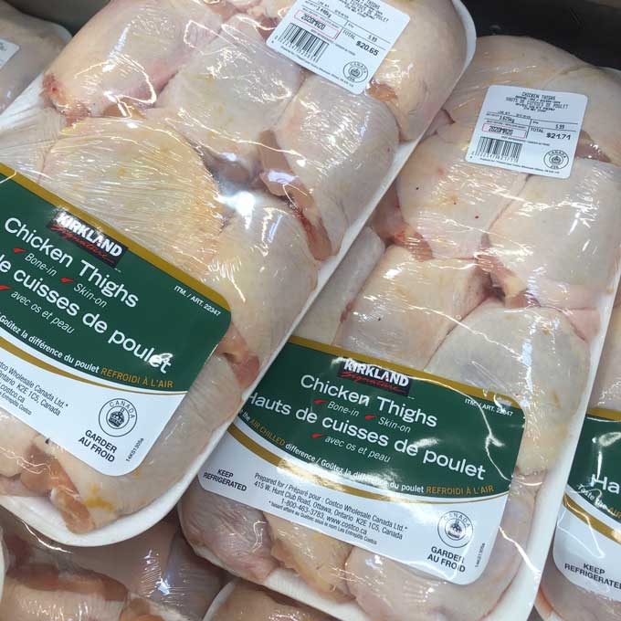 Kirkland Chicken Thighs bone-in skin-on