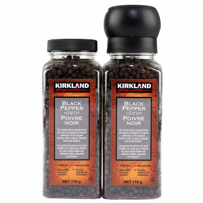 Kirkland Signature Black Pepper with Grinder and Refill, 357 g