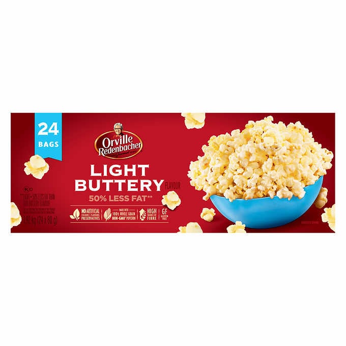 Orville Redenbacher’s, Gourmet Popcorn, Light Buttery, 24 × 80 g