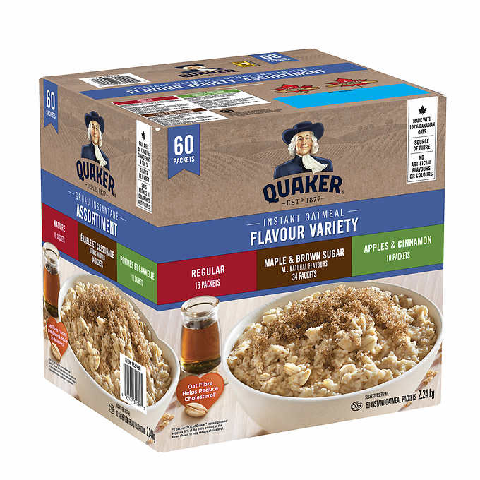 Quaker Instant Oatmeal 3 Flavour Variety Pack, 2.24 kg