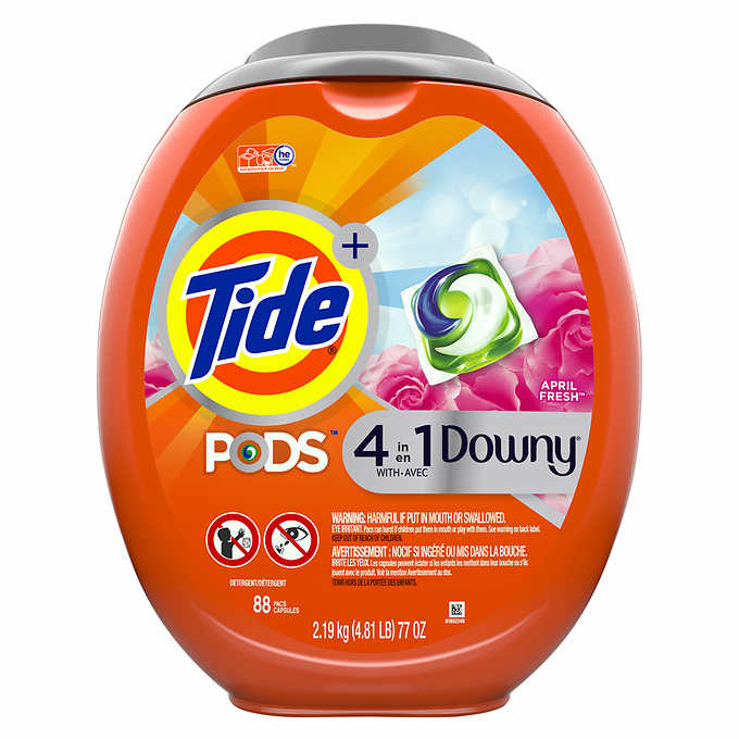 Tide PODS with Downy, Liquid Laundry Detergent Pacs, April Fresh, 88-count