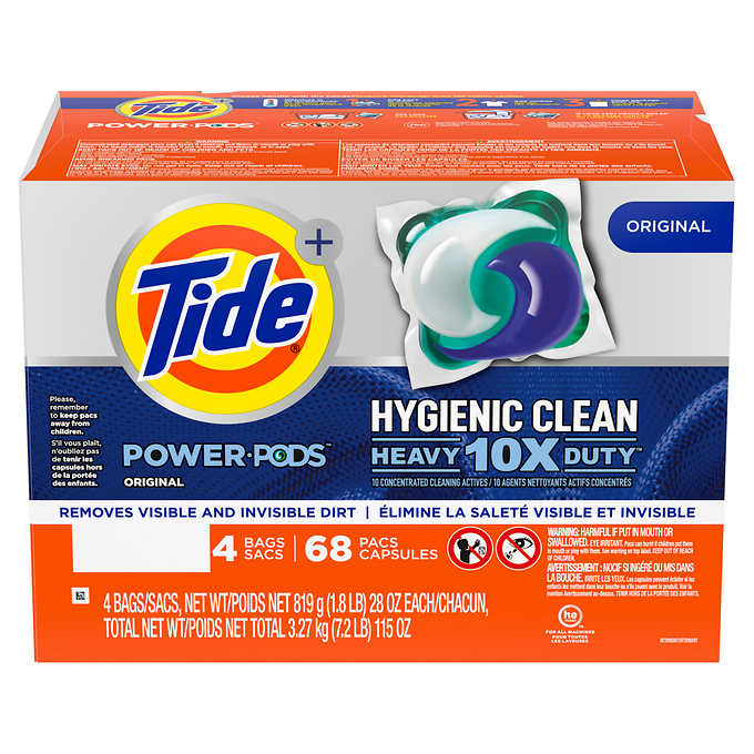 Tide Power PODS Hygienic Clean Detergent, 4×68-pacs