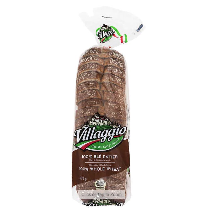 Villaggio Original Thick Sliced Italian Style Bread Whole Wheat 2 x 675 g