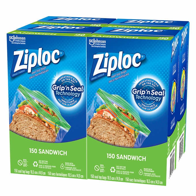 Ziploc Sandwich Bags 4×150 Bags