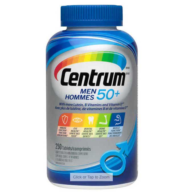 Centrum Complete Multivitamin and Mineral Supplement for Men 50+, 250 Tablets