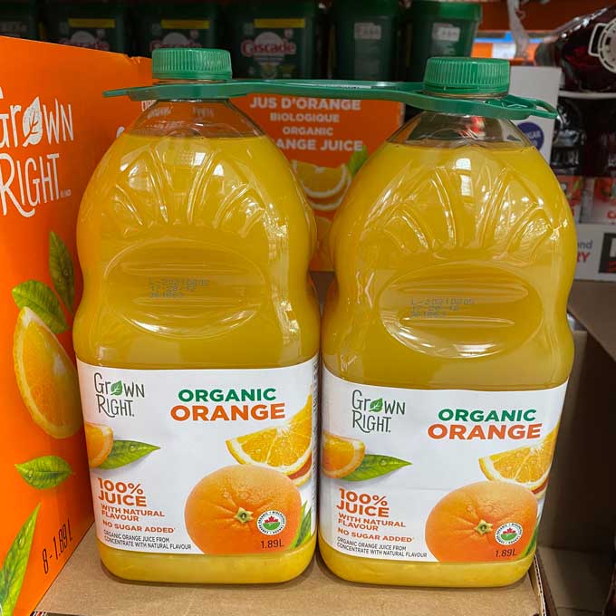 Grown Right Organic Orange Juice 2×1.89L