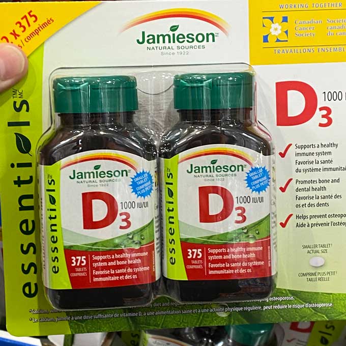 Jamieson Vitamin D3 1000IU 2×375 Tablets