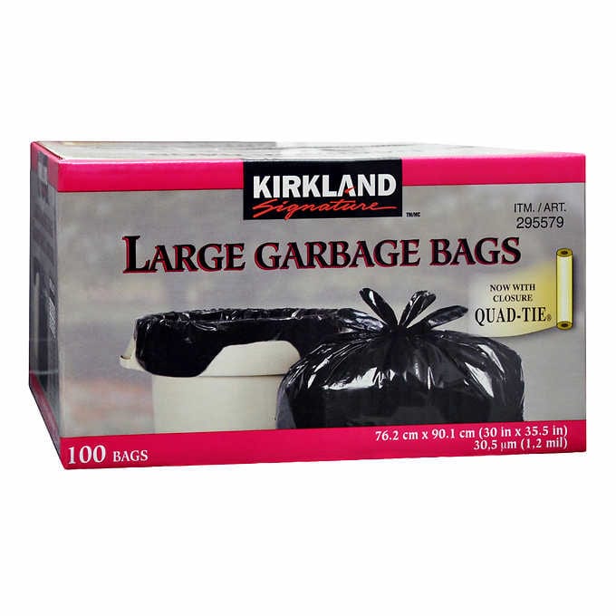 Kirkland Signature Large Garbage Bags, 100-count