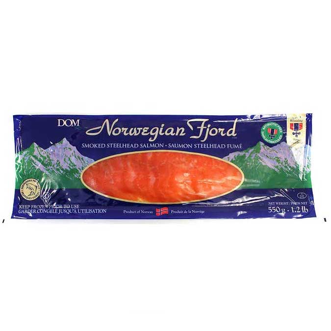 Norwegian Fjord Frozen Chemical Free Smoked Steelhead Salmon 550 g