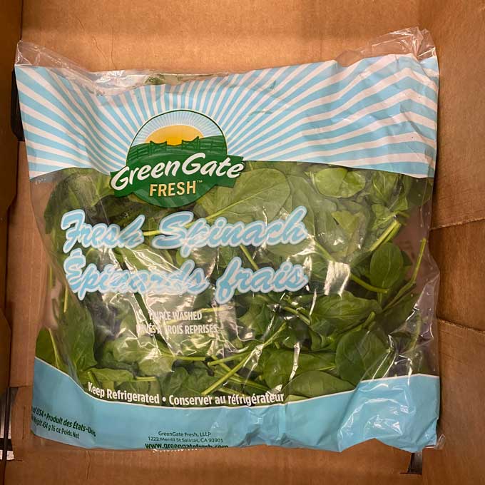 Spinach in bag