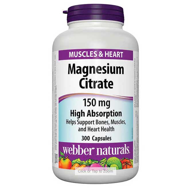 Webber Naturals Magnesium Citrate 150 mg 300 Capsules