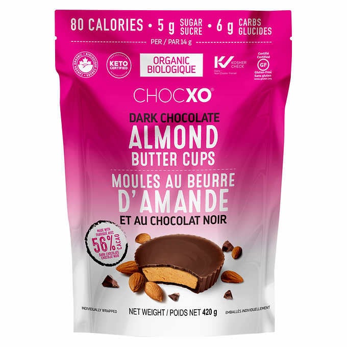 Chocxo Organic Dark Chocolate Almond Butter Cups, 420g