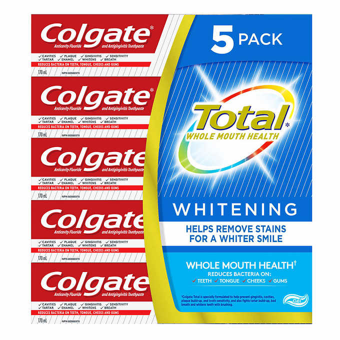 Colgate Total Whitening Toothpaste, 5x170ml