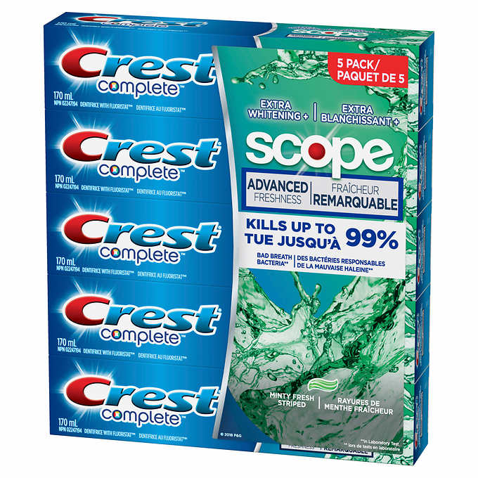 Crest Complete Extra Whitening with Scope Toothpaste, 5x170ml