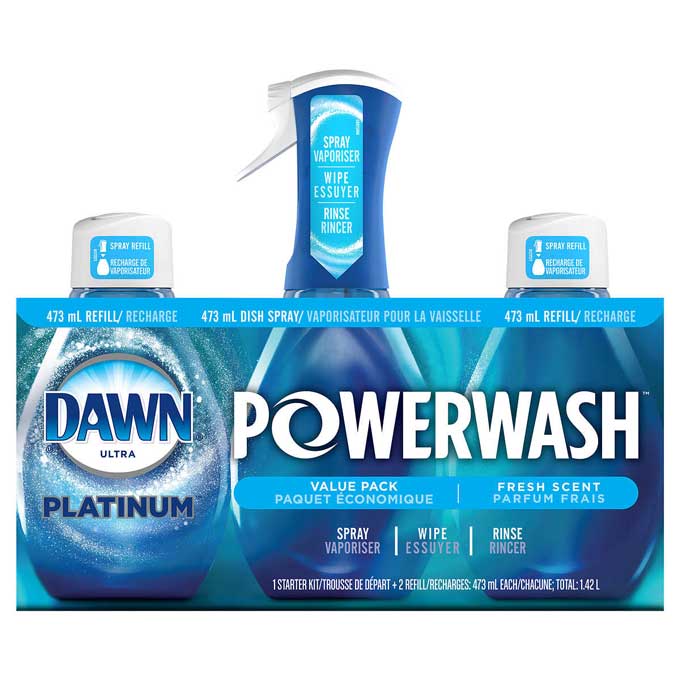 Dawn Platinum Powerwash Dish Spray 473ml with 2 Refills