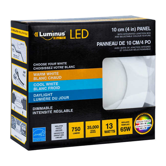 Luminus 4 in. CCT White Selectable (2700K/4000K/5000K) LED Slim Panel with Integrated Junction Box, 4-pack