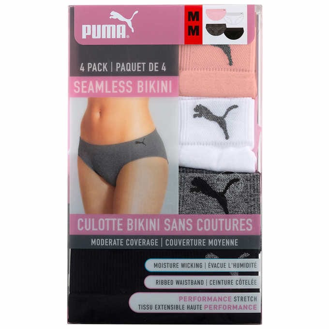 Puma Women’s Seamless Bikini, 4-pack (XS/S/M/L/XL)