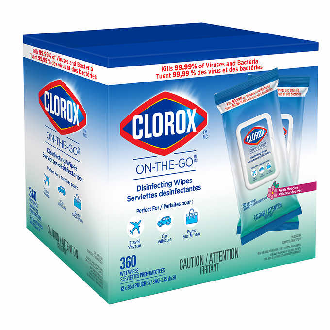 Clorox On-The-Go Disinfecting Wipes, Fresh Meadow, 12 x 30-count