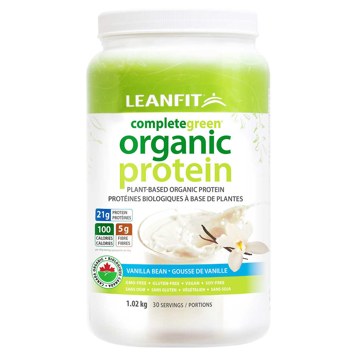 LeanFit Complete Green Organic Vanilla Protein Powder 1.02kg